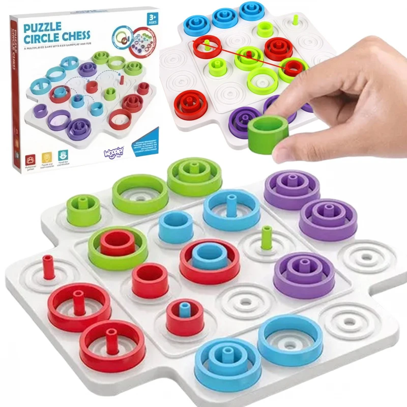 Brain Training Tic Tac Toe 36 Piece Circle Chess Puzzle For 1-4 Players (ME-169)